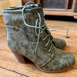 Yoki olive lace up ankle boots